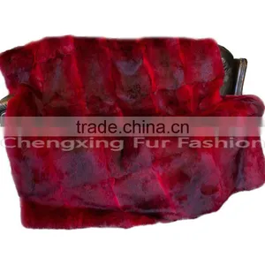 CX-D-08G Nice Good Quality Custom Made Genuine Rabbit Fur Throw Blanket thumbnail-1