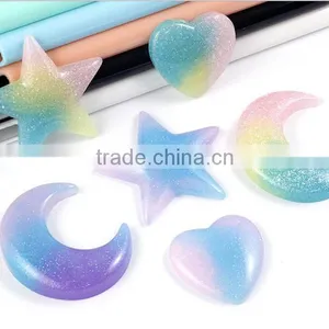 Diy Colorful Star Moon Heart Small Resin Charms for Cell Phone Decorations thumbnail-1
