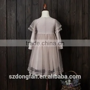 Baby Flower Girls Fall Lace Long Sleeve Chiffon Wedding Dress thumbnail-5