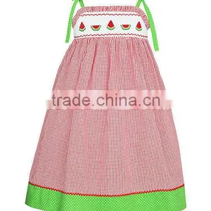 Red Gingham Watermelons Smocked Sundress Infant Toddler thumbnail-1