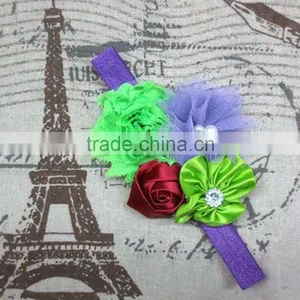 Wholesale Boutique Baby Girl Toddler Elastic Hair Band Shabby Chic Flower Headbands thumbnail-4