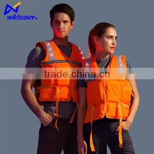 LED Flashing Orange Pool Boating Swimming Surfing Adult Life Vest thumbnail-3