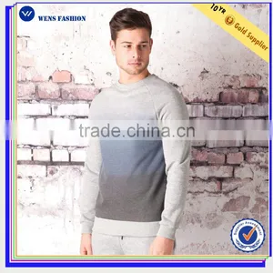 Ombre Raglan Sleeves Embroidered Mens Crewneck Sweatshirt Hoodie thumbnail-1