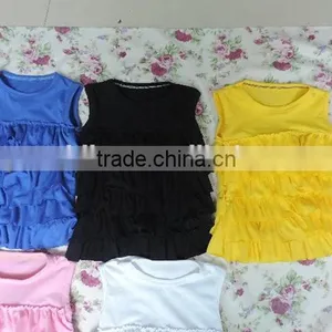 Baby Summer Hot Sale Girls Tank Top Icings Solid Color Cotton Clothes 2017 Wholesale Clothes Ruffle thumbnail-1