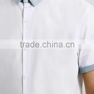2015 Grey Contrast Collar Smart Shirt Tailored Shape Dress Shirt Latest Shirt Designs for Men thumbnail-3