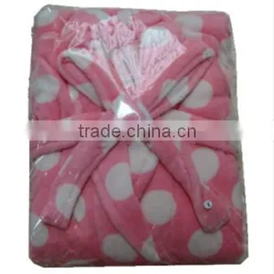 Winter Thickness Dots Printed Pink Coral Fleece Bathrobe thumbnail-1