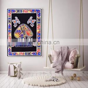 Indian Mushroom Design Poster Size Tapestry Throw Cotton Wall Decor Yoga Mat Meditation Wall Hanging thumbnail-1