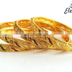 Wholesale One Gram Gold Plated Bangles/bracelets - Artificial Gold Bangles - African Gold Plated Bangles - South Indian Bangles thumbnail-2