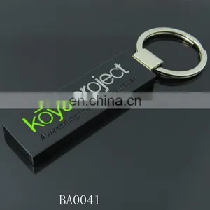 Rectangle Black Color Metal Keychain With Custom Embossed Logo thumbnail-1