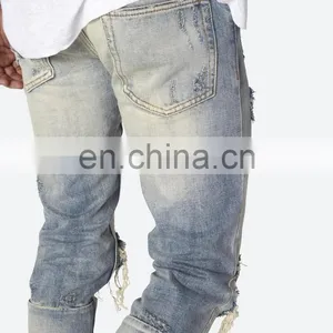DiZNEW 2020 Knee Ripped Jeans Wholesale Ankle Zipper Custom Jeans Pants Men thumbnail-7