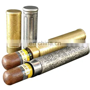 Luxury Cigar Accessories Metal Customized Cigar Tube Holder With Carved Design thumbnail-4