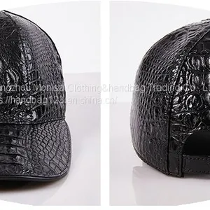 Leather Hats Men's Trendy Peaked Caps Autumn And Winter Crocodile Leather Outdoor Shade Fashion Baseball Caps Travel Sun Protection Caps thumbnail-3