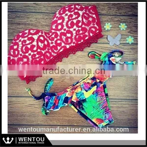 2016 Summer Style Print Floral Bikini Swimwear Sexy Biquini Feminino Padded Swimsuit Quality Choice thumbnail-1