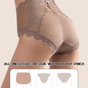 Sexy High Waisted Underwear for Women Plus Size Briefs Breathable Lace Panties High Waisted Panties thumbnail-4