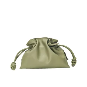 Brand Luxury Drawstring Long Shoulder Bag Crossbody Pleated Design Cowhide Lucky Bag Female Fashion Clutch Bucket Bag Roomy Bags thumbnail-4