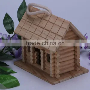 Small Unfinished Natural Wood Wooden Bird House thumbnail-1