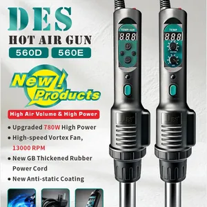DES 560B/560C(560W0) 560D/560E(780W0 Portable Intelligent Digital LED Display Hot Air Gun Airflow Control, ESD Safe PCB Circuit Board Repair thumbnail-1