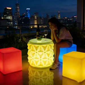 Luxury American Diner Luminous Two Seat Bar Set KTV Lounge Night Club Outdoor Hotel Furniture Party LED Eco-Friendly Water thumbnail-5