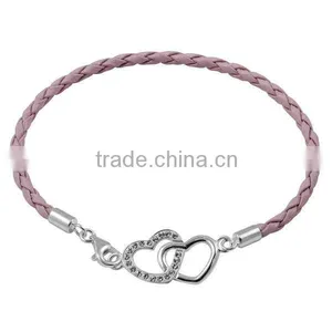2016 New Design Stainless Steel Genuine Leather Heart Bracelet thumbnail-1