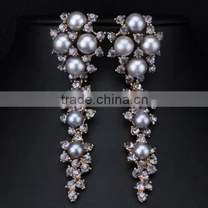 2015 Fashion Pearl Diamond Earrings Set Charming Long Earring Fashion Women Jewelry thumbnail-3