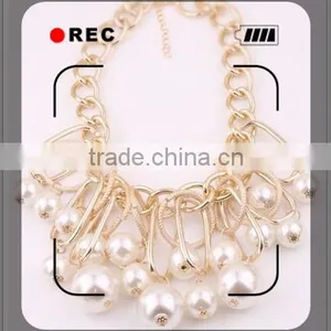 High Quality Material Brass /alloy Plating Gold Silver Pearl Necklace thumbnail-1
