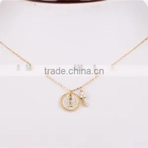 Wholesale Fashion Silver Lock and Key Pendant 925 Solid Silver Gold Plated Necklace thumbnail-3