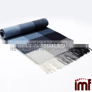 Vintage Blue Classic Cashmere Scarf In Plaid thumbnail-1