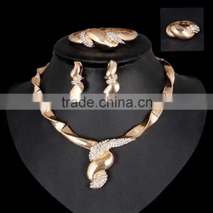 Stylish Gold Plated Jewelry Set For Wholesale,2016 New Design Necklace Jewelry Set Beautiful Jewelry Set thumbnail-3