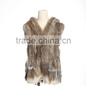 QD663 New Fashion Handknitted Rabbit & Raccoon Vest With Cap 2016 thumbnail-3