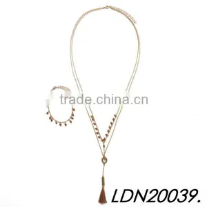 Handmade Beads Ball Pendnat 2 Layering Necklace thumbnail-1