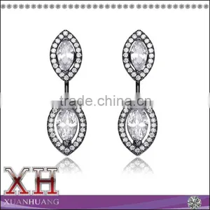Sterling Silver Clear Cubic Zirconia Ear Jacket Earrings Wholesale thumbnail-1