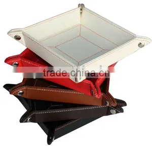 Colorful Leather Change and Key Valet Tray thumbnail-1