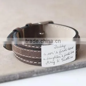 Lover Bangle Women and Men Leather Engravable Custom Design Letter Bracelet Hot Sell Gifts thumbnail-1