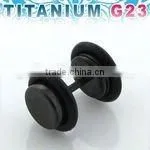 Titanium G23 Illusion Fake Plug With Rubber O-rings - 8mm Wide (black Anodized) thumbnail-1