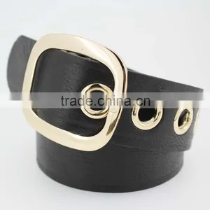 40Mm Women's Fashion Belt With Red pu Leather & Gold Square Buckle in Chinese Factory thumbnail-2