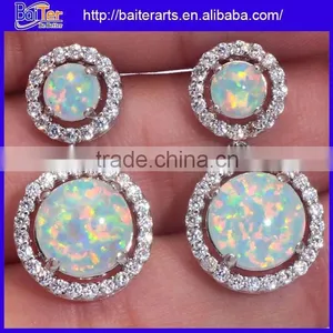 Women 925 Sterling Silver Round White Opal Diamond Stud Earrings Jewelry Quality Choice thumbnail-6