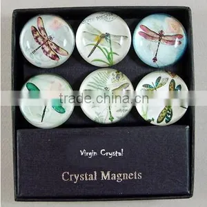 Wholesale 3d Glass Crystal Fridge Magnet With Dragonfly for Home Decoration thumbnail-1