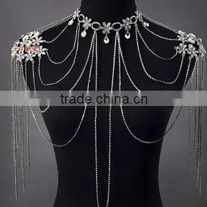 New DesignTop Grade Luxury Bridal Wedding Decor Sexy Shoulder Body Chain Dress thumbnail-2