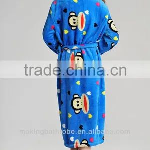 Cheap Ladies' Printed Flannel Bathrobes thumbnail-3