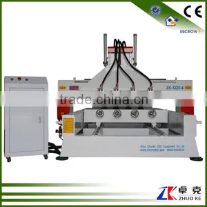 4 Axis 4 Spindles CNC Carver Router for Flat & Cylinder Material 1300*2500mm ZK-1325-4 thumbnail-1