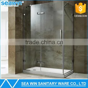 Hot Selling Bathroom Sanitary Ware Free Standing Hinge Style 10mm Tempered Glass Mini Small Corner Shower Enclosures With Tray thumbnail-1