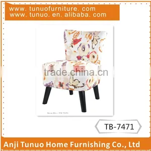 Cafe Chair, Flower Linen Fabric Cover, Black Finish Rubber Wood Legs K/D LEGS,TB-7471 thumbnail-1