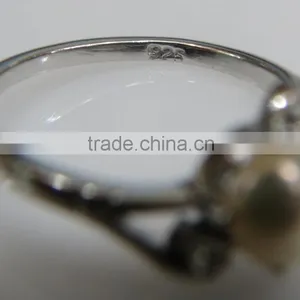 Sterling Silver Ring With Pearl & Diamond 2pc Natural Nontreated thumbnail-4