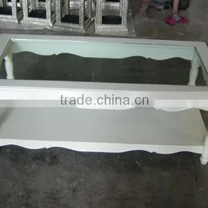 VINTAGE REPRODUCTION TABLE WITH GLASS TOP thumbnail-1