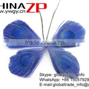 Gold Supplier ZPDECOR Bulk Sale Top Dyed Royal Blue Trimmed Peacock Feathers Eyes for Decoration thumbnail-4
