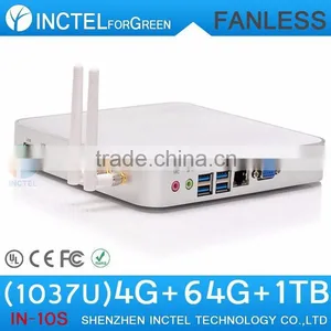 C1037U Fanless Mini Desktop PC Computer Fanless Mini pc Win 7 HTPC 4G RAM 64G SSD 1TB HDD 1080P Slim PC XBMC thumbnail-2