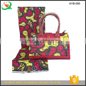 African Ankara Fabric Mix Waxed Shoulder Bag Wax and Bag Set in Red thumbnail-1