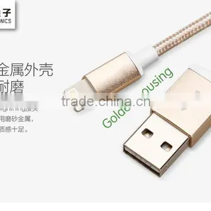 MFi Certified Nylon Braided Aluminum USB Charger Cable for Golden Housing MFI Cable thumbnail-1