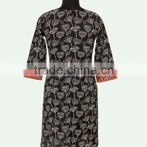 Black Embroidery Ladies Kurtis thumbnail-4