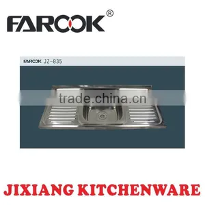 Single Bowl Double Tray Stainless Steel Kitchen Sink With Backsplash thumbnail-1